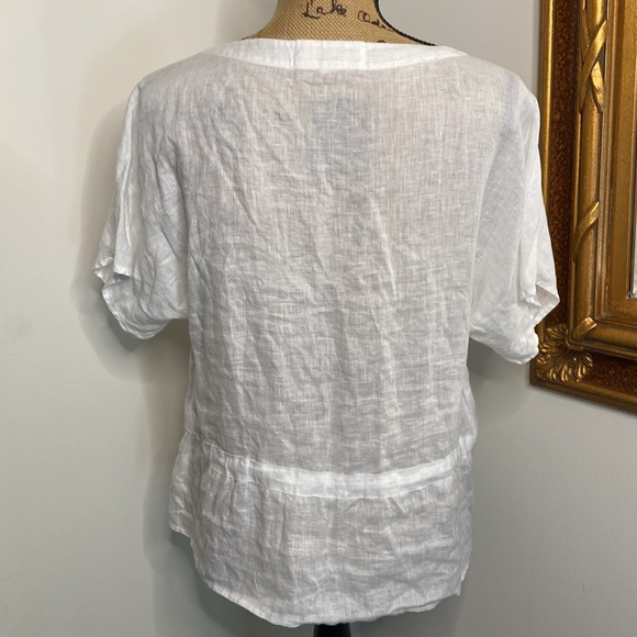 New Cloth & Stone Linen Top White Size Small Short Sleeve Relaxed Fit Women - Picture 2 of 10